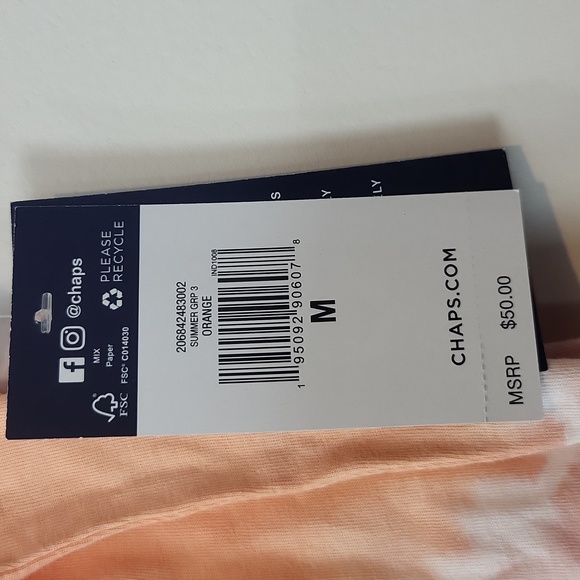 CHAPS NWT Orange Tie Dye Short Sleeve Cotton Modal Henley Shirt - Picture 4 of 10